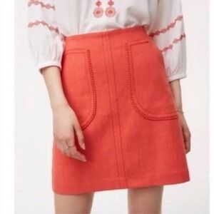 Ann‎ Taylor LOFT Coral Mini Skirt Pockets Textured Classic Boho Women's Size 4
